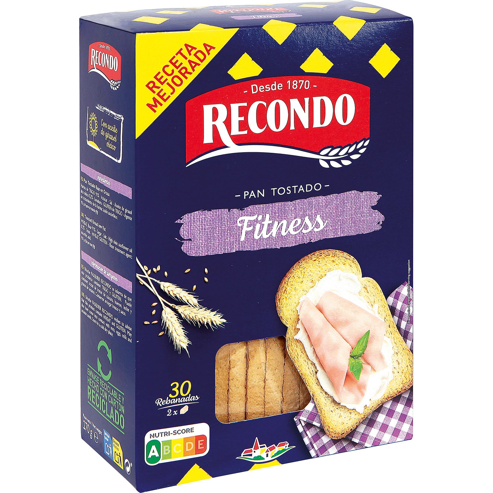 Pan Tostado Sin Grasa 30 Rebanadas