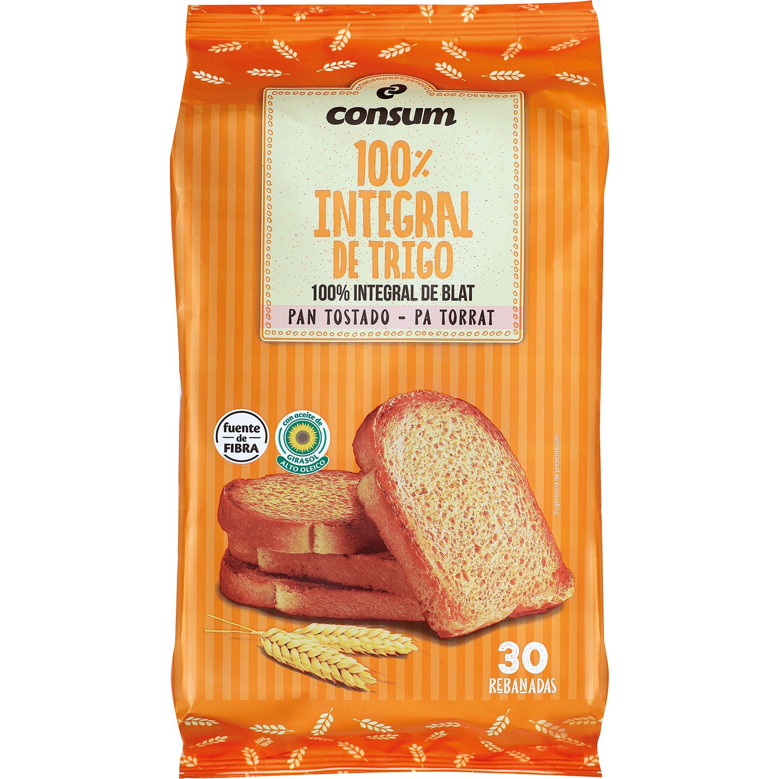 Pan Tostado Integral 30 Rebanadas