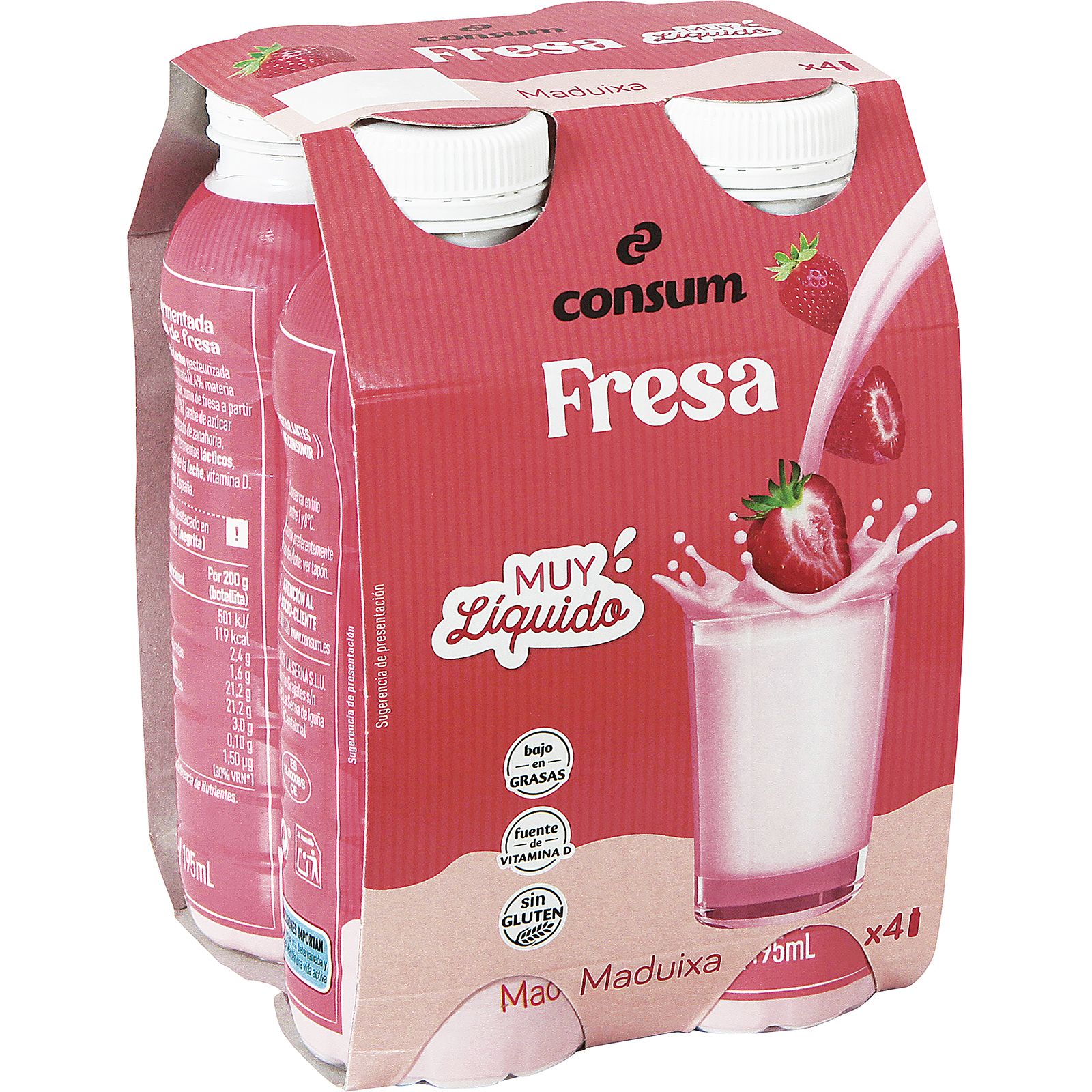 Yogur Líquido Sabor Fresa Pack 4 Und.