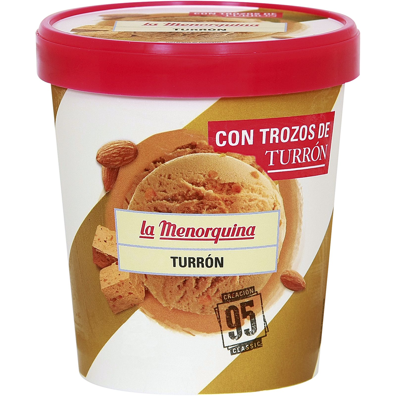 Tarrina Turrón con Trozos y Almendras 500 Ml.