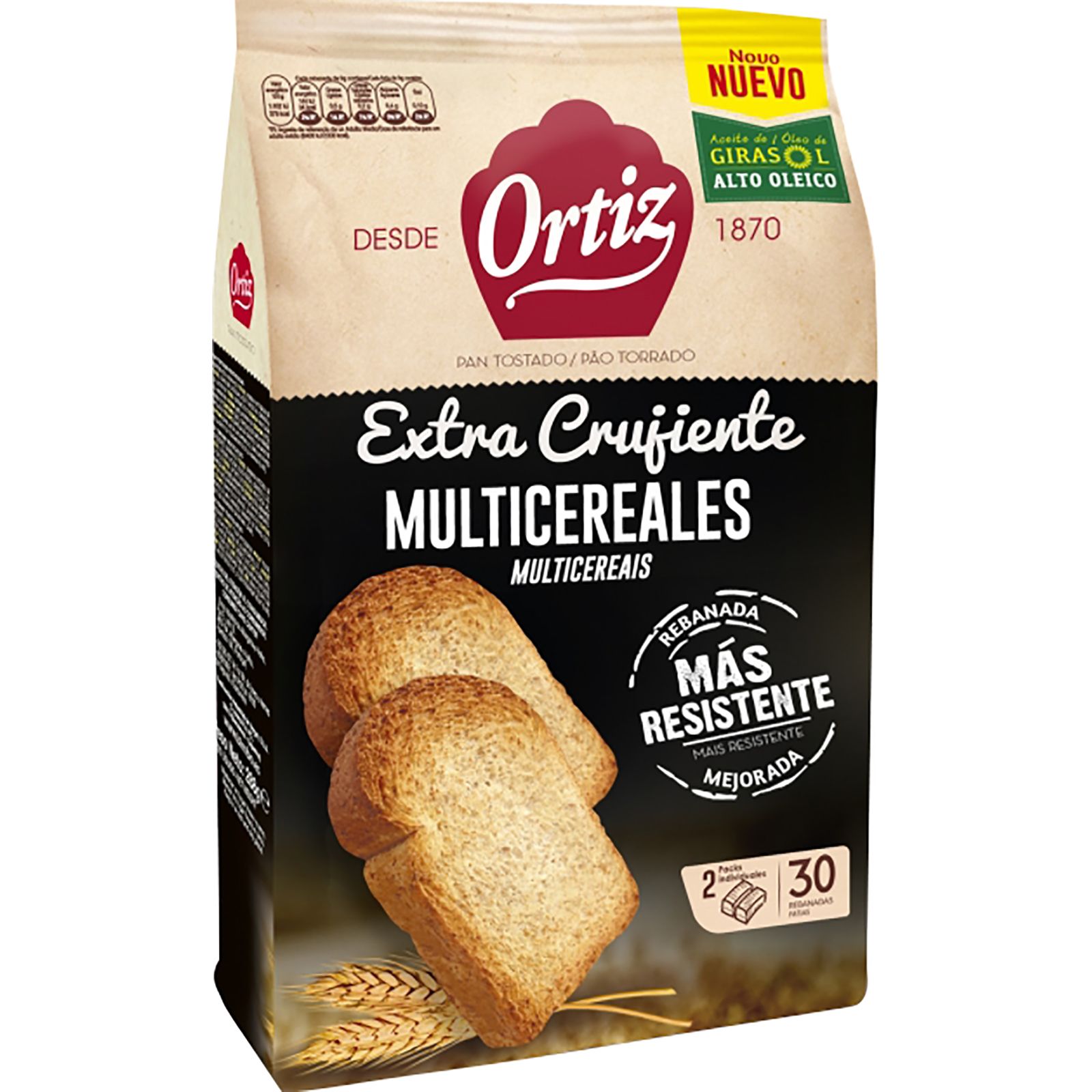 Pan Tostado Multicerales 30 Rebanadas