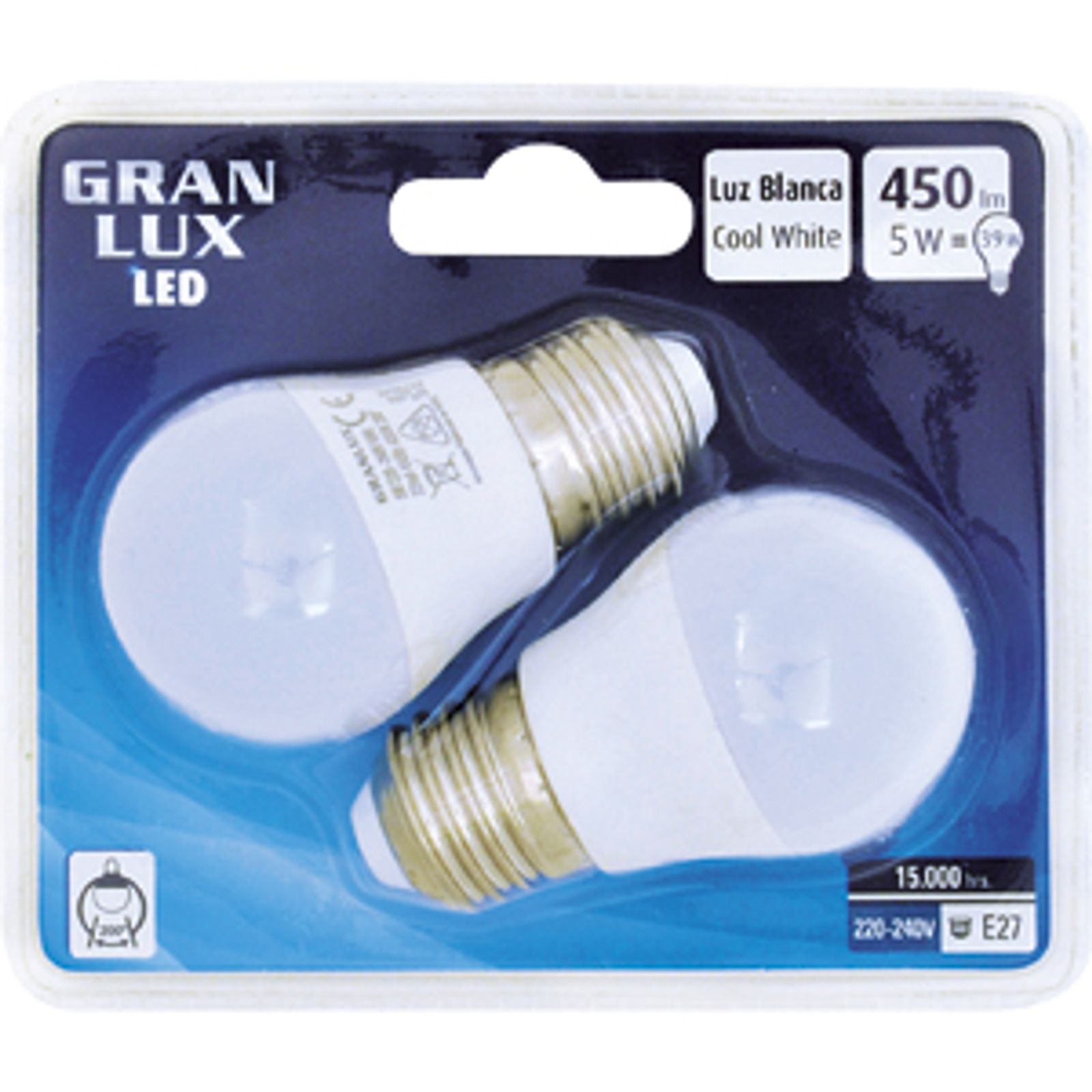 Pack 2 Bombillas Led Esférica E27 6W 550 LM