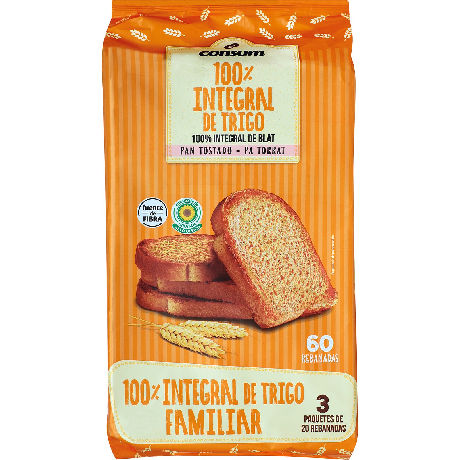 Pan Tostado Integral 60 Rebanadas