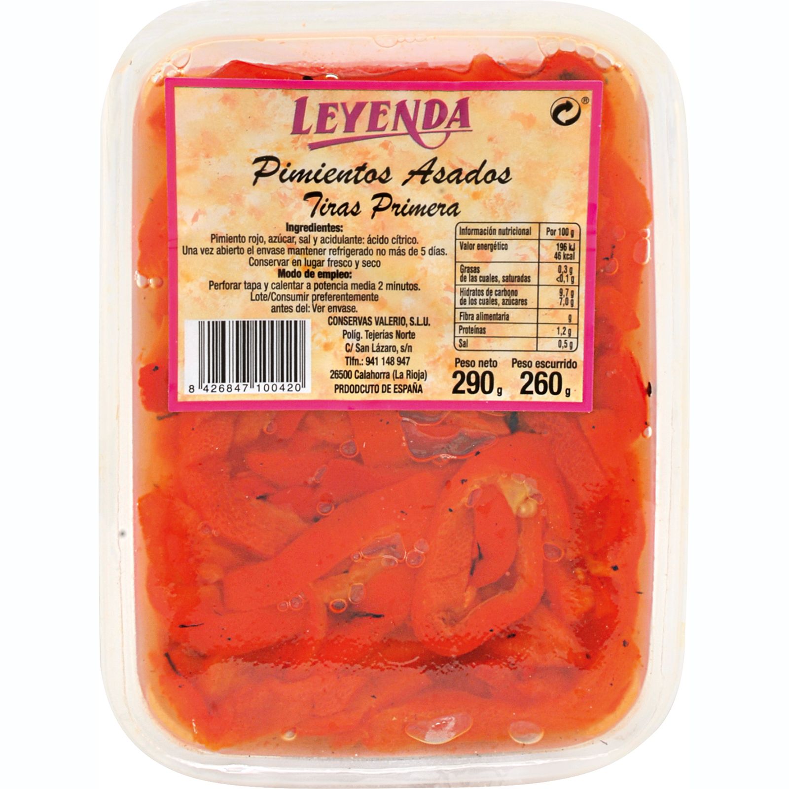 Pimiento Asado Tiras Bandeja