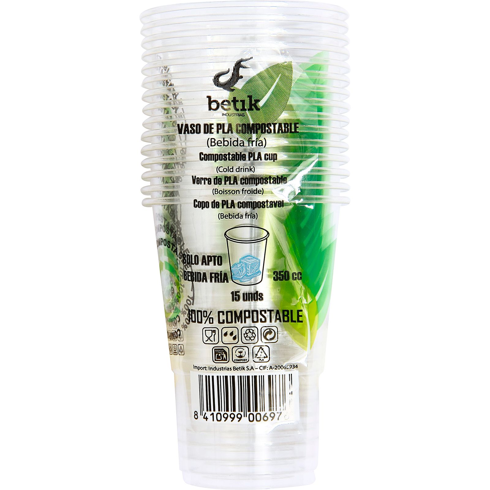 Vaso Desechable Pla Compostable 350 ml