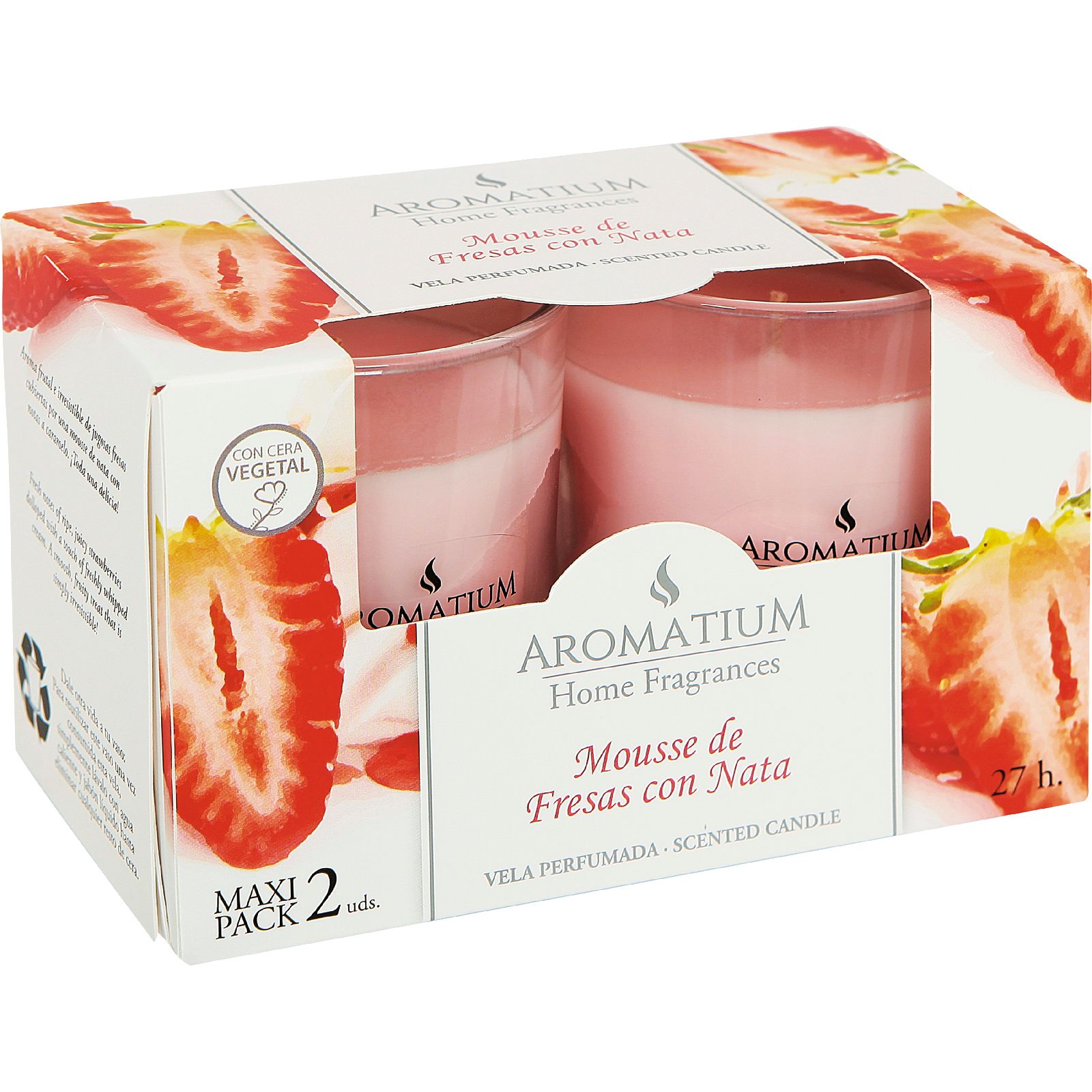 Set Vasos Vela Maxi Fresa y Nata