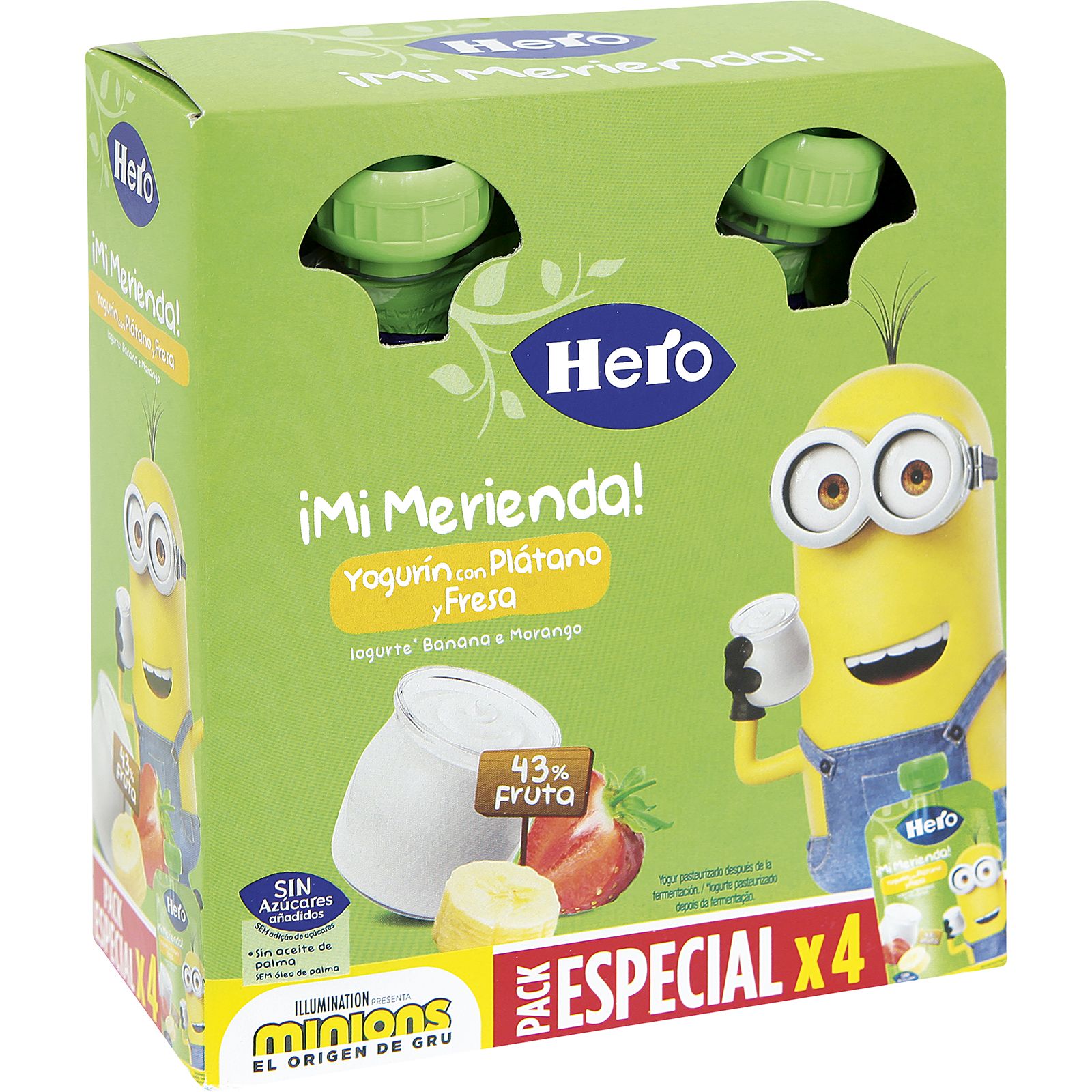 Pouch Yogur Plátano y Fresa Pack de 4