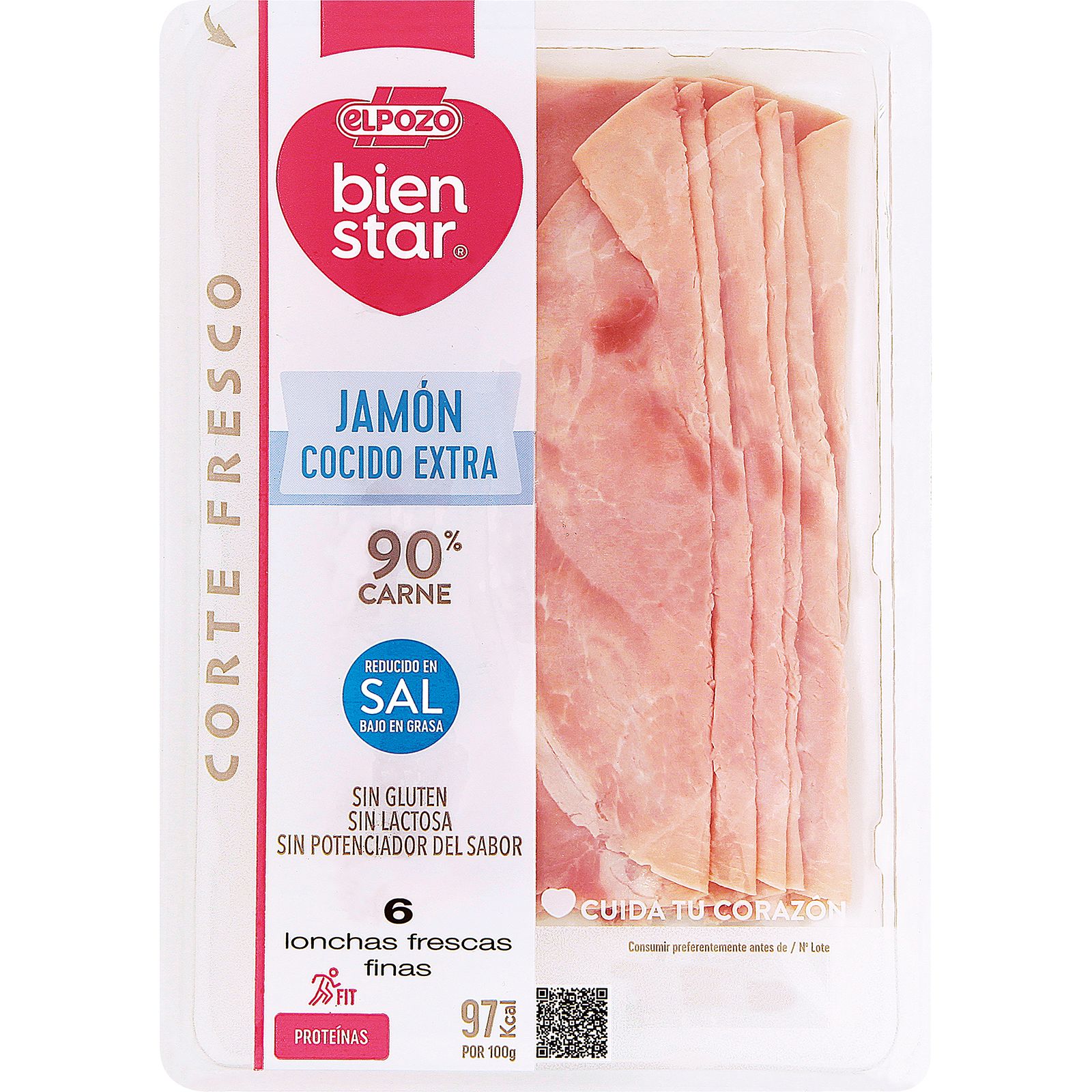 Jamón Cocido Extra 90% R/ Sal en Lonchas