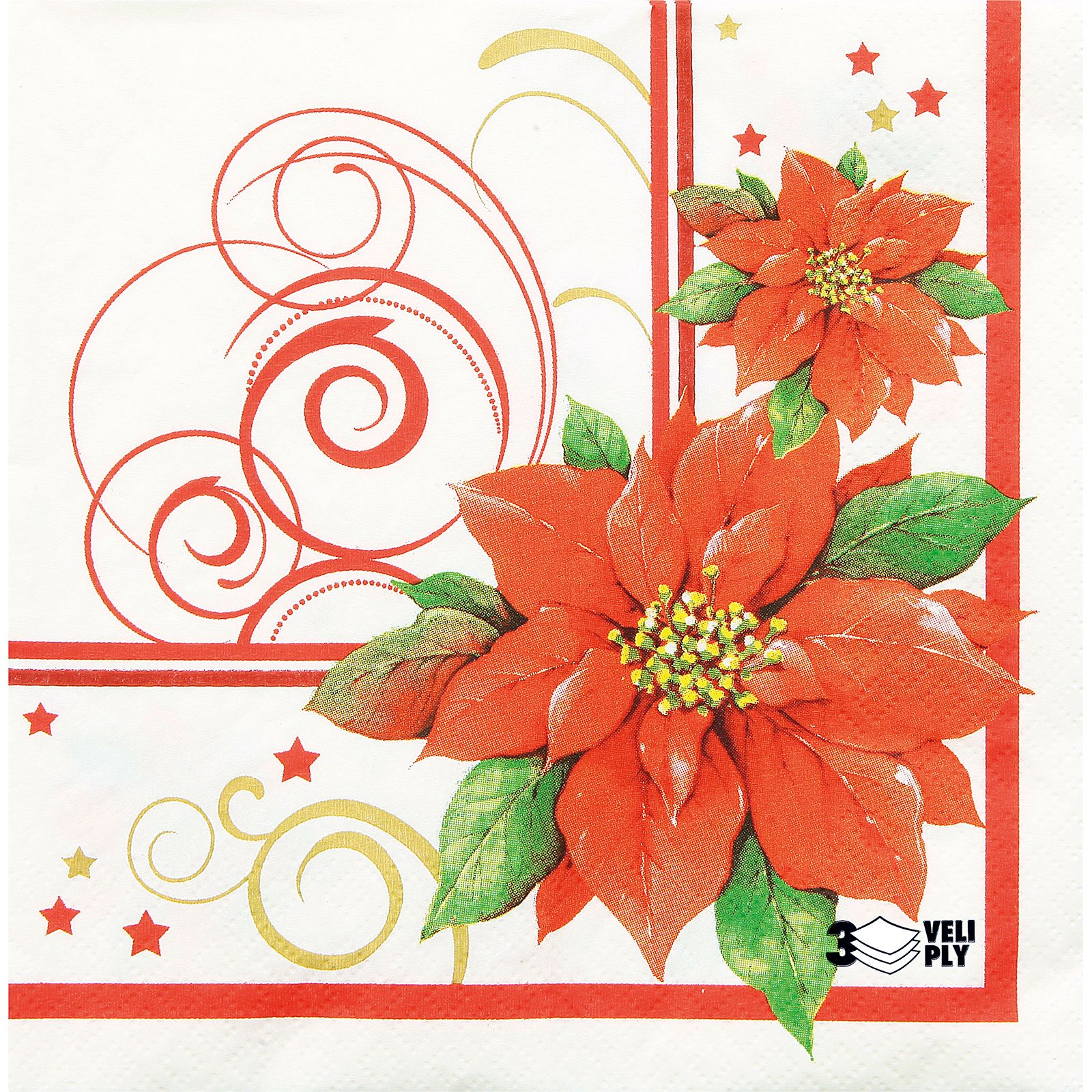 Set de Servilletas 33x33 cm, Flor Navidad