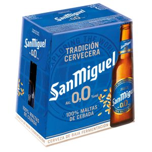 SAN MIGUEL Cerveza sin Alcohol 0,0 Pack de 6 Botellas