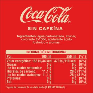 Segona imatge del producte Refresc Cola sense Cafeïna Botella de la marca COCA-COLA