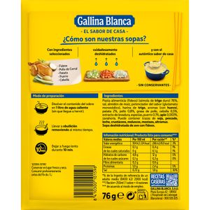 Sopa Deshidratada Ave y Fideos Sobre