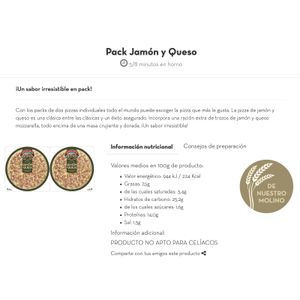 Pizza Jamón y Queso Pack de 2 Unidades