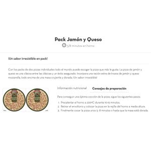 Pizza Jamón y Queso Pack de 2 Unidades