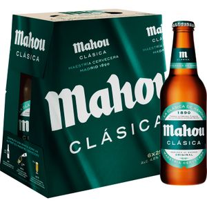 MAHOU CLASIC Cerveza Botella Cristal Pack-6
