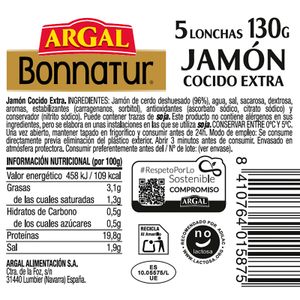 Jamón Cocido Bonnatur 96 % Carne