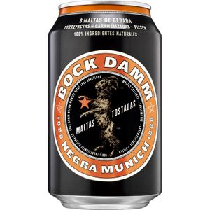 Cerveza negra BOCK DAMM , lata 33 cl 0,33 l