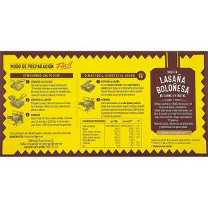 Lasaña Fácil Precocida Caja 18 Placas