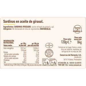 Segunda imagen del producto Sardina en Aceite Girasol Lata de la marca CONSUM