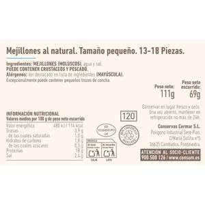 Mejillones Gallegos Natural 13/18 Piezas