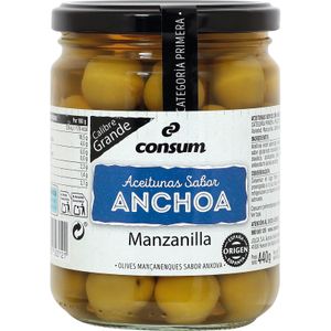 Aceitunas Sabor Anchoa con Hueso en Frasco