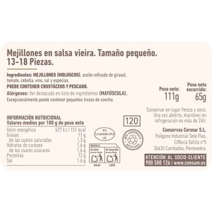 Mejillones Salsa Vieira 13/18 Piezas
