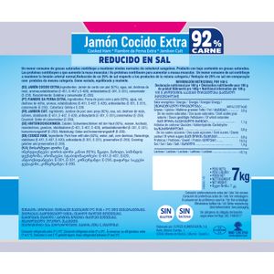 Jamón Cocido Extra B.Grasa R.Sal 92%carne