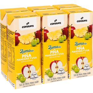 CONSUM Zumo Piña,Uva, Manzana Concentrado Pack de 6