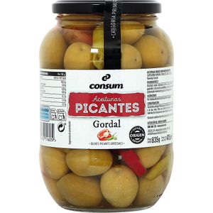 Aceitunas Gordal Picante con Hueso en Frasco