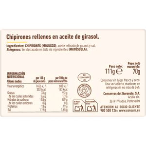 Segona imatge del producte Calamarsons farcits en oli de gira-sol de la marca CONSUM