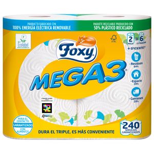 Papel Cocina Compacto Mega3 2 Unid.Igual a 6 FOXY