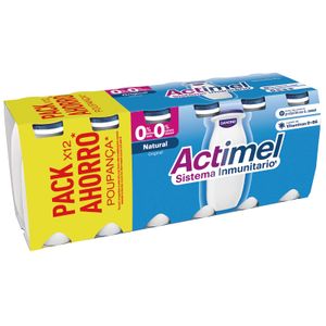 DANONE Actimel Líquido 0%0% Natural pack de 12