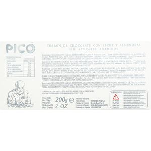 Segona imatge del producte Torró Xocolate amb Ametles sense Sucre de la marca PICO