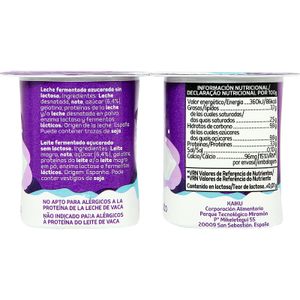 yogur natural azucarado sin lactosa pack 4