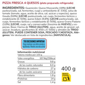 Pizza 4 Quesos al Horno de Piedra
