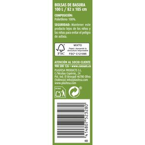 Bolsas Basura Autocierre Jardín Verde 100L
