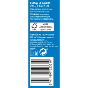 Bolsa Basura Autocierre Gris Perfumada  30 Litros
