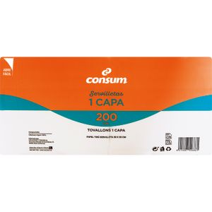 Servilleta 1 Capa Blanca 30x30 200unidad.