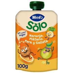 POUCHE HERO NANOS NARANJA, PLÁTANO Y GALLETA 100 G