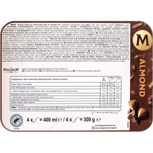 Segona imatge del producte Bombón Magnum Ametllat 3+1 Unitats de la marca MAGNUM