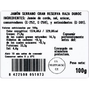 Jamón Serrano Duroc Lonchas