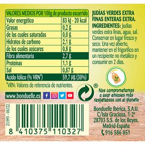 Segona imatge del producte Bajoques Verdes Extra Fines Pot de la marca BONDUELLE