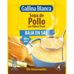 G.BLANCA Sopa de Pollo con Fideos Finos Baja en Sal Sobre