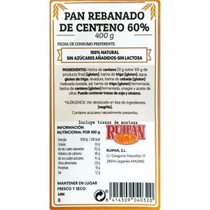 Pan Rebanado de Centeno