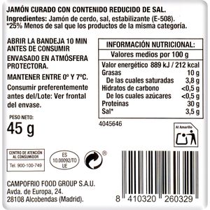 Jamón Curado Reducido en Sal