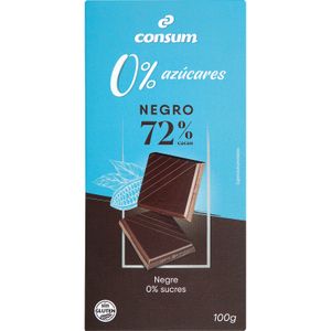 Chocolate negro sin azúcar 72% Cacao 75g - sin gluten