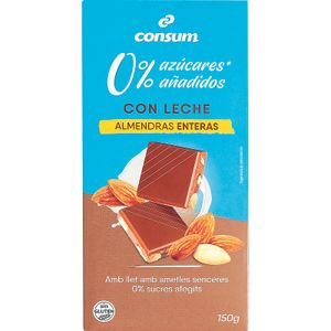 Chocolate con Leche Almendras sin Azúcar