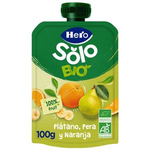 POUCH HERO BABY SOLO PLÁTANO, PERA Y NARANJA ECO 100 G