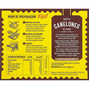 Canelón Fácil Precocido Caja 18 Placas