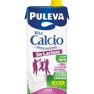 PULEVA Leche Calcio sin Lactosa Semidesnatada Brik
